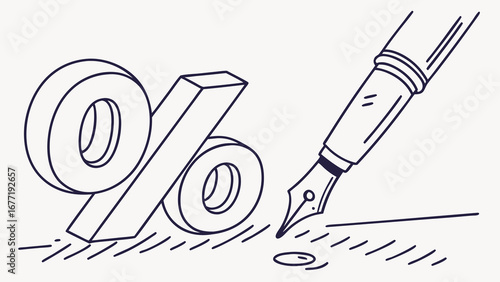 Vector art of hand drawn percentage sign with fountain pen