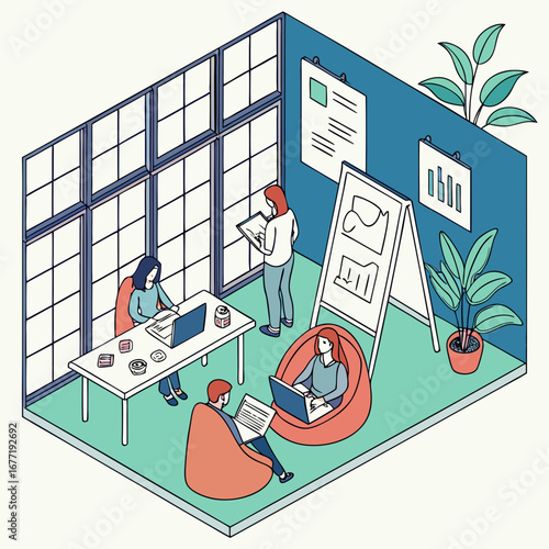 Vector Illustration of Remote Work and Coworking Space 1