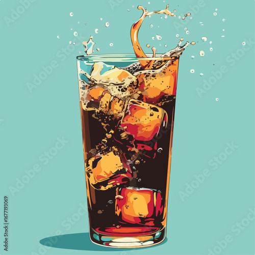 glass, drink, ice, cola, cocktail, cold, beverage, isolated, soda, alcohol, liquid, white, tea, splash, fresh, refreshment, juice, brown, cube, cool, food, orange, coke, lemon, whiskey