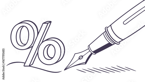 Vector art of percent sign written with fountain pen