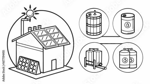 Vector art of solar panel system for house illustration