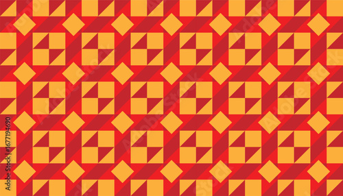 Bold geometric pattern with nested squares in orange and red