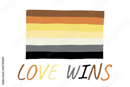 Colorful Bear brotherhood pride flag Happy pride day LGBTQ community Pride Month Vector hand drawn doodle for posters, stickers, logo, cards