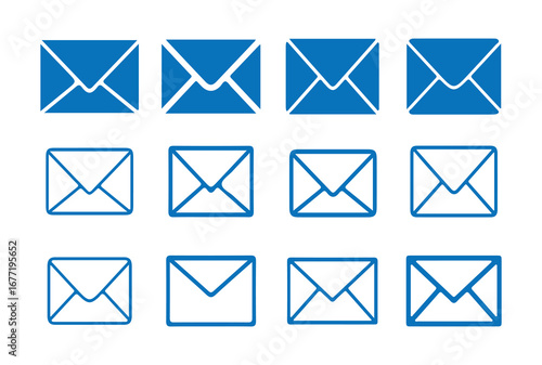 Modern Blue Envelope Symbols for Email and Messaging Apps