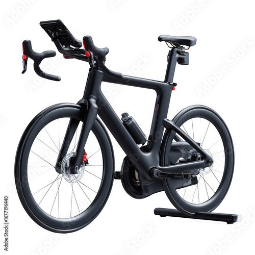 A Sleek Black Indoor Cycling Bike Ready For An Intense Workout [Transparent Background PNG]