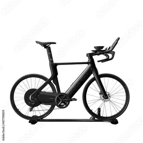 A Sleek Black Indoor Cycling Bike Ready For An Intense Workout [Transparent Background PNG]