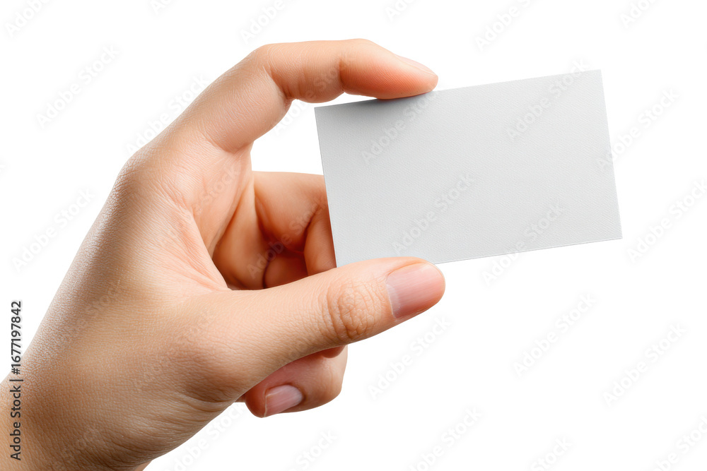 Obraz premium Empty Business Card Template in Hand Isolated