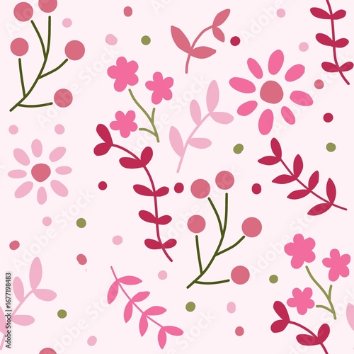 Seamless Floral Pattern with Colorful Flowers and Leaves – Decorative Nature Background