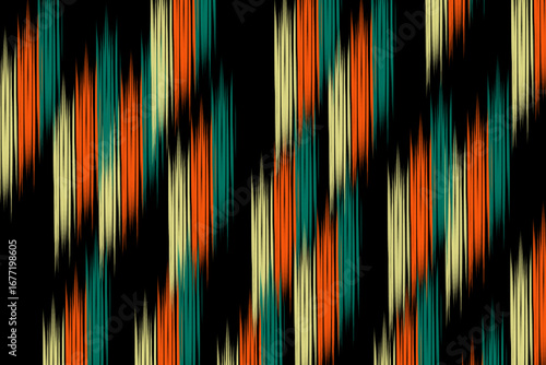 Uzbekistan ikat pattern. Uzbekistan ikat abstract ethnic design. Uzbekistan pattern design for background, wallpaper, textile, art, clothing, wrapping paper, Uzbek style, Uzbek fabric