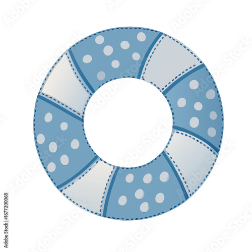 Blue and white polka dot life preserver vector