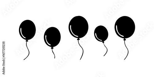 Vector art of black balloons floating on for party decoration and celebration