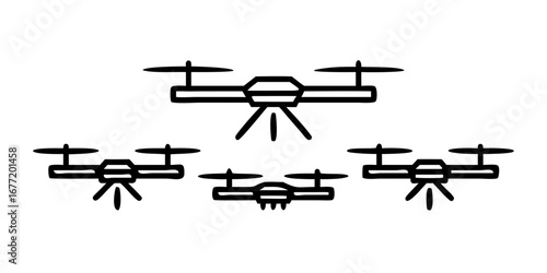 Vector art of group of drones, aerial technology concept