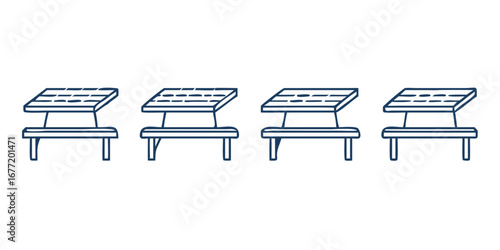 Vector art of four picnic tables for outdoor gatherings