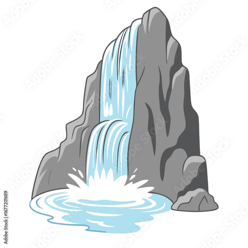 Cascading water over grey rocks into a pool waterfall cascade
