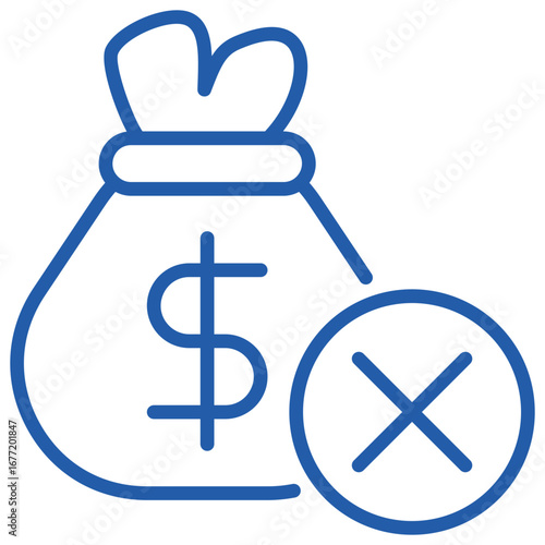 Poverty Outline Blue Icon