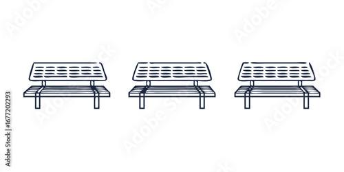 Vector art of three benches for public seating in parks