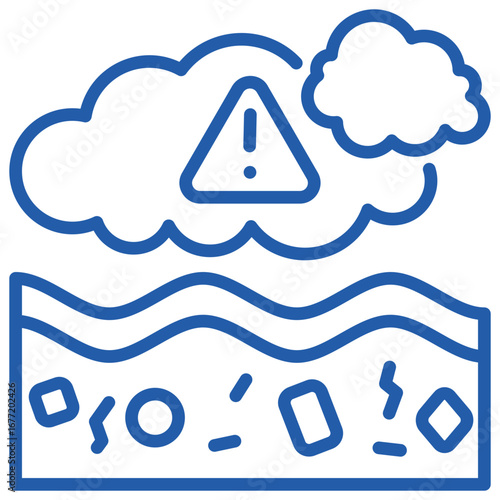 Pollution Outline Blue Icon