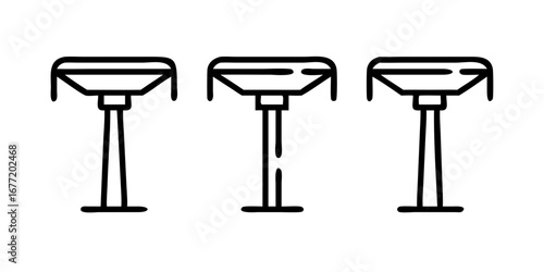 Vector art of three patio heater icons in line style design