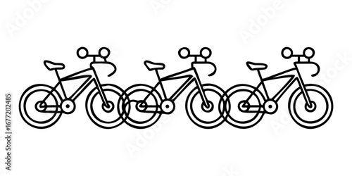 Vector art of three racing bicycles in a row