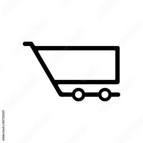 Abstract shopping cart icon vector illustration, featuring a simple design with wheels and a handle art illustration design
