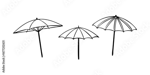 Vector art of three umbrellas of different sizes