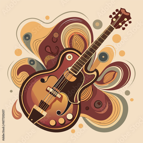 Jazz Guitar with Abstract Swirls