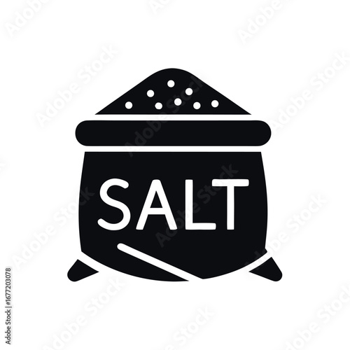 Black sack filled with salt food ingredient