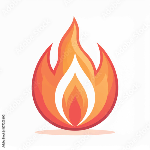 Stylized flame illustration with orange and red gradients, depicting fire in a rounded, abstract design.