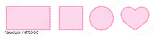Valentines postage stamp rectangle ,  square , circle  heart shapes