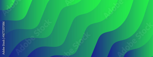Abstract gradient background with flowing wavy shapes in shades of green and blue. Sense of depth and motion, blending colors seamlessly for a modern and dynamic visual effect.