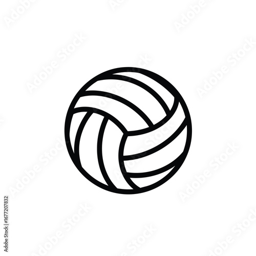 Simple black and white illustration of a volleyball