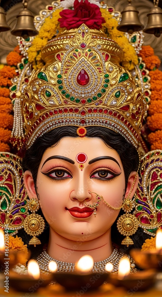 Fototapeta premium Festive Sherawali Maa Worship Art and Decoration