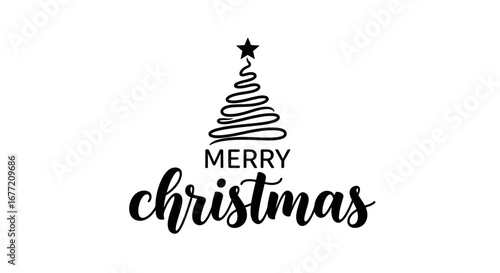Simple black Christmas tree graphic with the words "Merry Christmas".