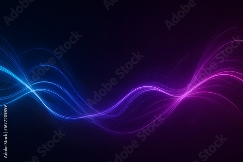 Neon light waves in blue and magenta on dark background—energy lines and soundwave vibe for futuristic tech banners, music posters, motion graphics and ads.