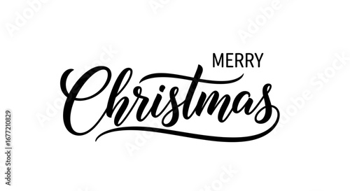 Elegant cursive script proclaims "Merry Christmas" against a white backdrop.