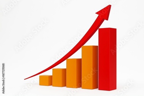 Free Download Red arrow pointing upwards over a bar graph showing increasing growth - GFXLoad
