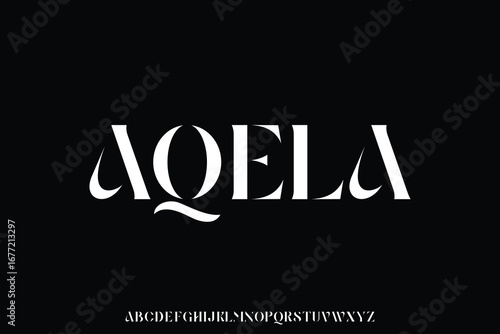 Elegant abstract minimalist alphabet display font vector. Logo stencil typeface