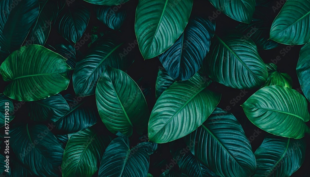 Fototapeta premium Lush Green Leaves Texture Background Tropical Foliage Pattern with Natures Embrace.
