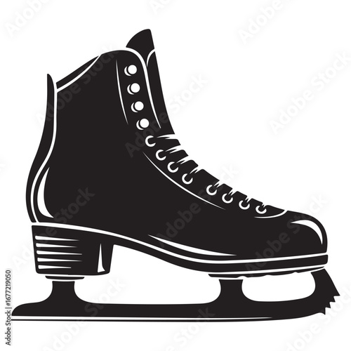 Classic Figure Ice Skate Illustration on White Background