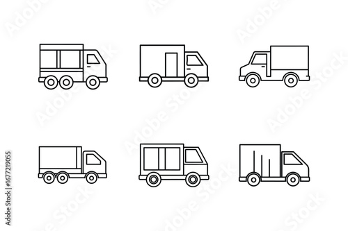 cargo truck icon line art vector illustration