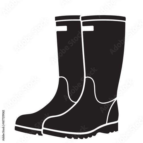 Pair of Black Rubber Rain Boots Silhouette