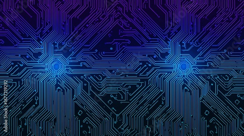 Abstract circuit board design with blue and purple colors  