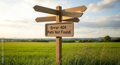 Lost Direction Signpost in a Green Field