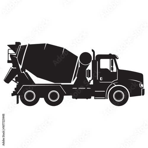 Concrete Mixer Truck Silhouette Illustration