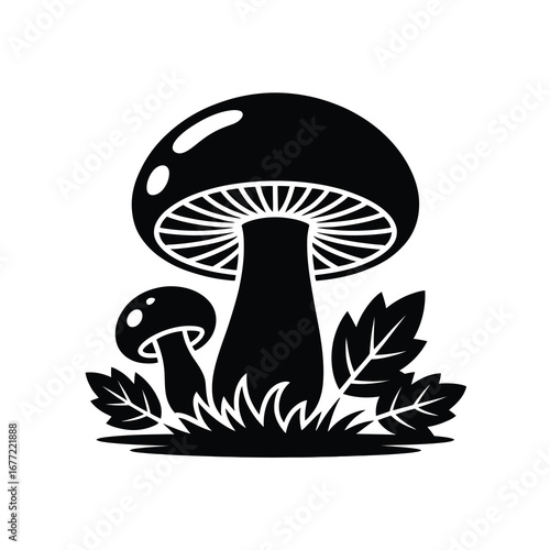 Mushroom silhouette design keywords and description for graphic assets