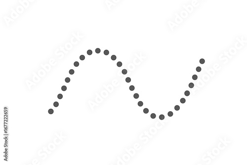 Wavy dotted line vector element. Simple curved path shape for design. Abstract geometric background. Stock illustration isolated. Flowing dot pattern separator for web or print.
