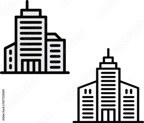 Office building icon in hand-drawn illustrations