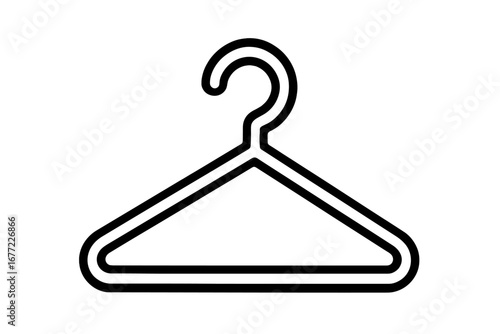 Hanger icon vector for clothes and fashion. Wardrobe, closet, and apparel symbol. Simple outline for laundry, dry cleaning, boutique, or retail store. Clothing storage and organization concept.