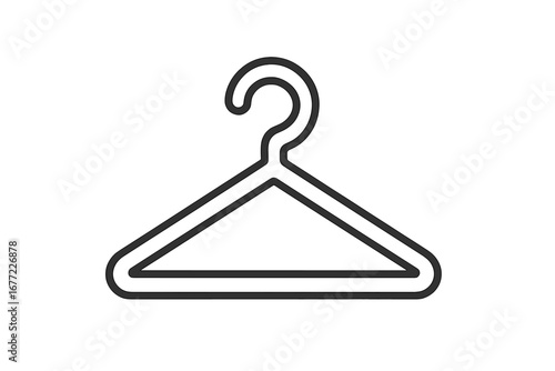 Hanger icon vector illustration. Simple line art clothes hanger for fashion, boutique, and apparel. Wardrobe, closet, and laundry symbol. Coat hanger for garment storage.