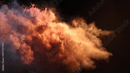 Wallpaper Mural A burst of sunset colored powder scattering across a dark canvas creating mesmerizing patterns and Torontodigital.ca